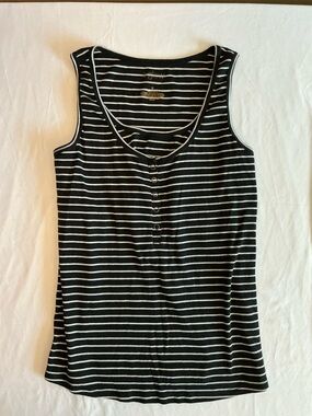 a:glow Maternity Black and White Striped Henley Tank